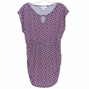 Motherhood Maternity blue and coral printed shirt Sz M
